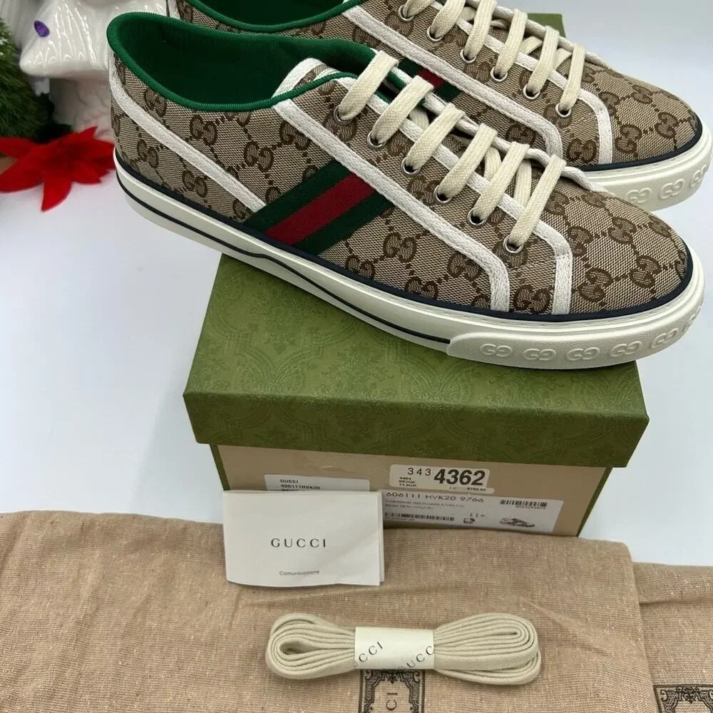 Gucci tennis 1977 low top GG canvas sneaker sized 11.5 fits 12 US made in Italy